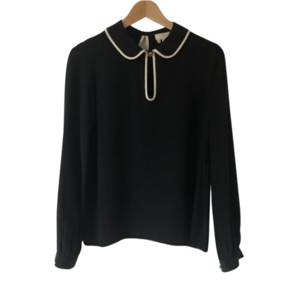Kate Spade Silk Blouse • Peter Pan Collar • White Trim • Size 2 - Picture 1 of 5